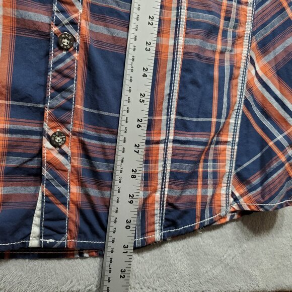 BKE Athletic Fit Long Sleeve Button Up Plaid Shirt Navy Burnt Orange Men Sz XL - Picture 12 of 12